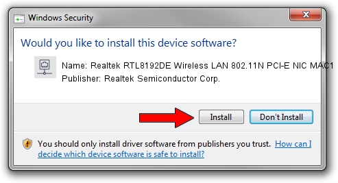 Realtek Semiconductor Corp. Realtek RTL8192DE Wireless LAN 802.11N PCI-E NIC MAC1 driver download 1613746