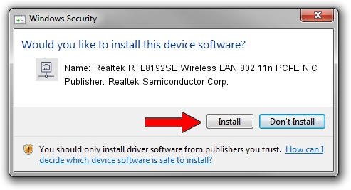 Realtek Semiconductor Corp. Realtek RTL8192SE Wireless LAN 802.11n PCI-E NIC driver download 312448