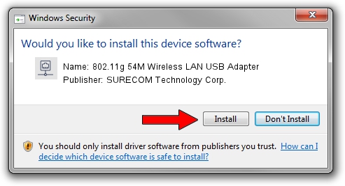 SURECOM Technology Corp. 802.11g 54M Wireless LAN USB Adapter setup file 1256274