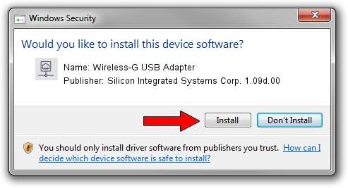 Silicon Integrated Systems Corp. 1.09d.00 Wireless-G USB Adapter setup file 1507942