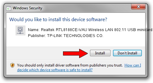 TP-LINK TECHNOLOGIES CO. Realtek RTL8188CE-VAU Wireless LAN 802.11 USB minicard driver installation 2333764