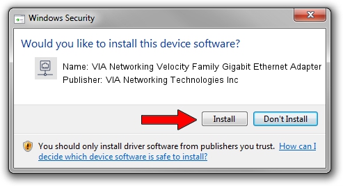 VIA Networking Technologies Inc VIA Networking Velocity Family Gigabit Ethernet Adapter setup file 1863746