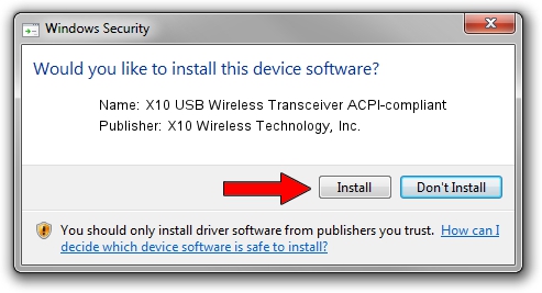 X10 Wireless Technology, Inc. X10 USB Wireless Transceiver ACPI-compliant driver download 1545774