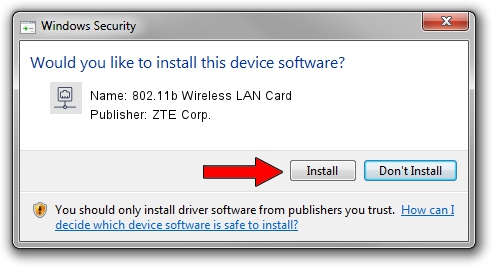 ZTE Corp. 802.11b Wireless LAN Card driver installation 1843699
