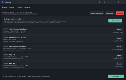 The DriverMax backup tab